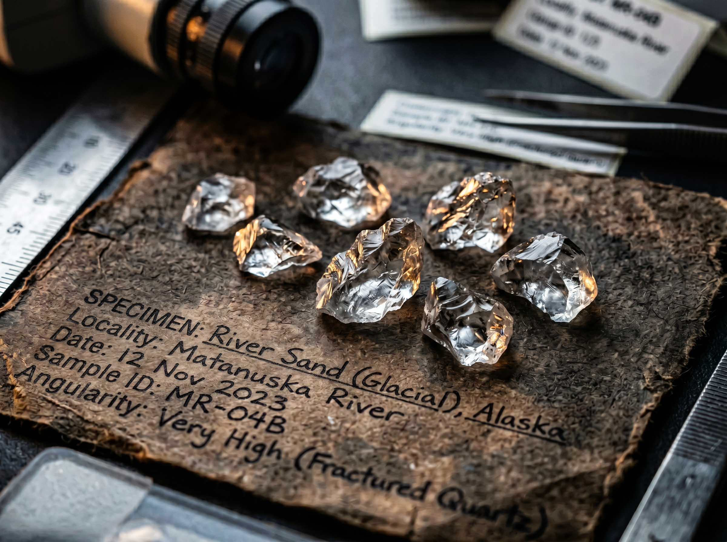 Angular sand grains.